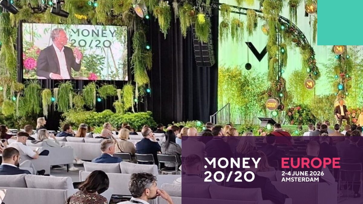 A session theatre at Money 20/20 Europe with an audience amongst lots of greenery and plush couches.